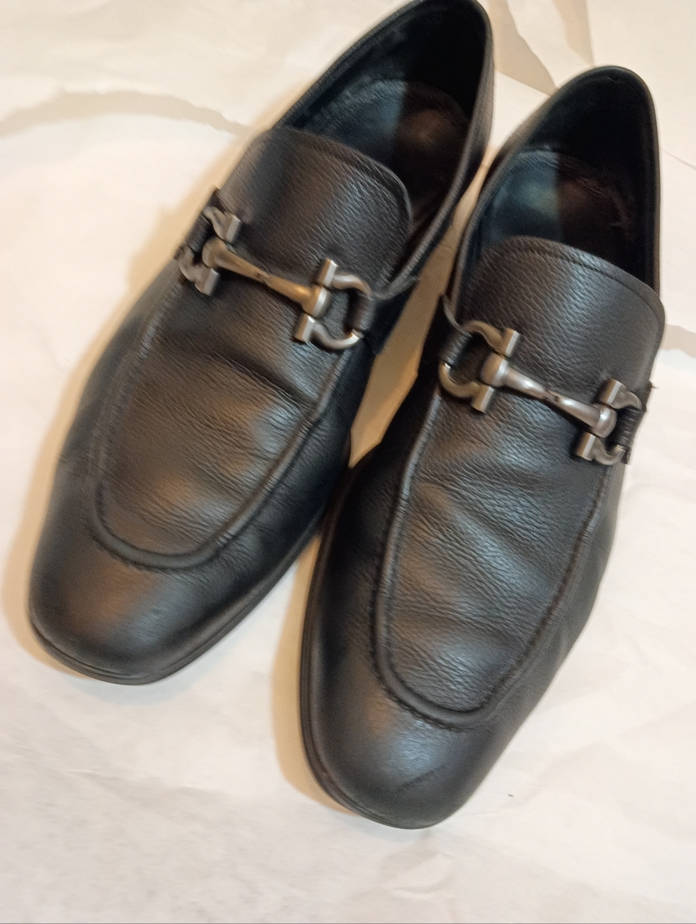 Salvatore Ferragamo Horsebit Loafers Mens Size 9 Leather Black Shoes